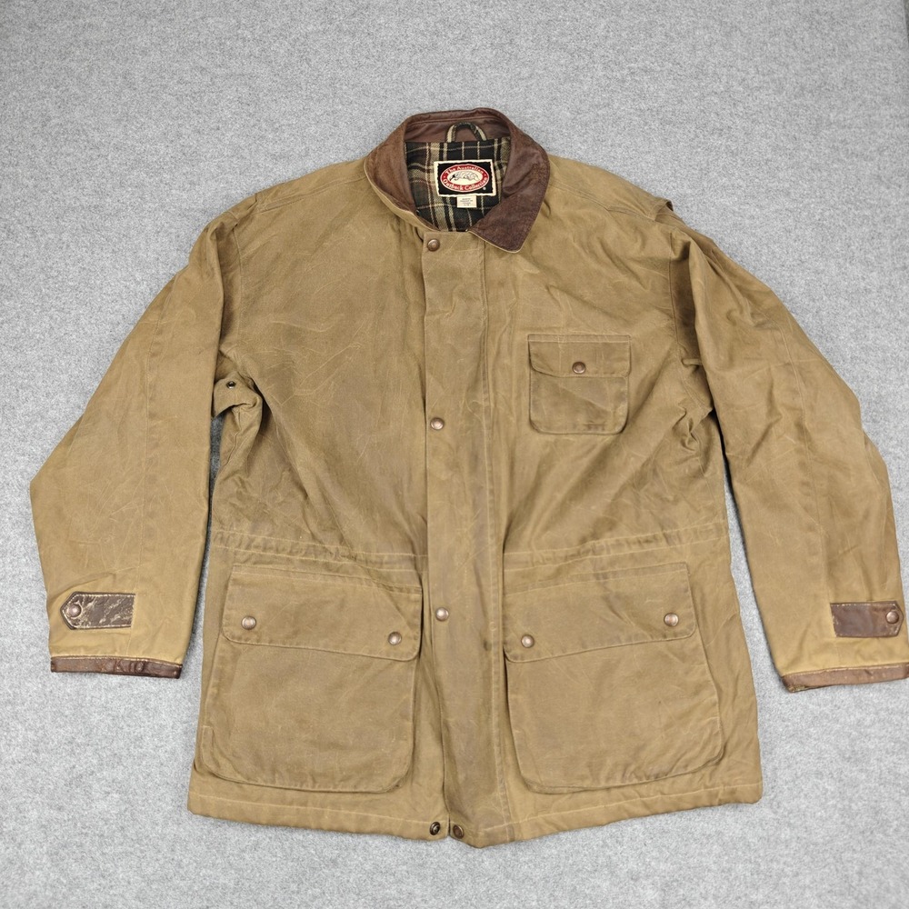 Australian Outback Collection Jacket Mens Large Brown Waxed Canvas Rain Lined